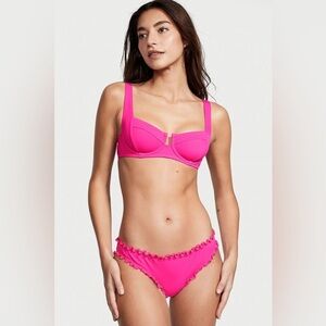 Victoria Secret Forever Pink Ruffle Cheeky Bikini Bottom
